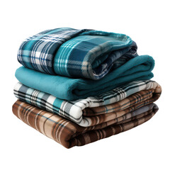 folded warm wool checkered plaid blanket isolated on transparent background
