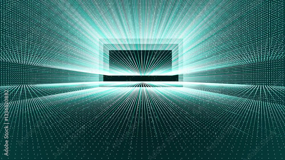 Aufkleber cyan color rotating circular dots with 3d depth rectangular tunnel modern design dark technological 