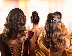 Personas de espalda con vestido tradicional de su pais.