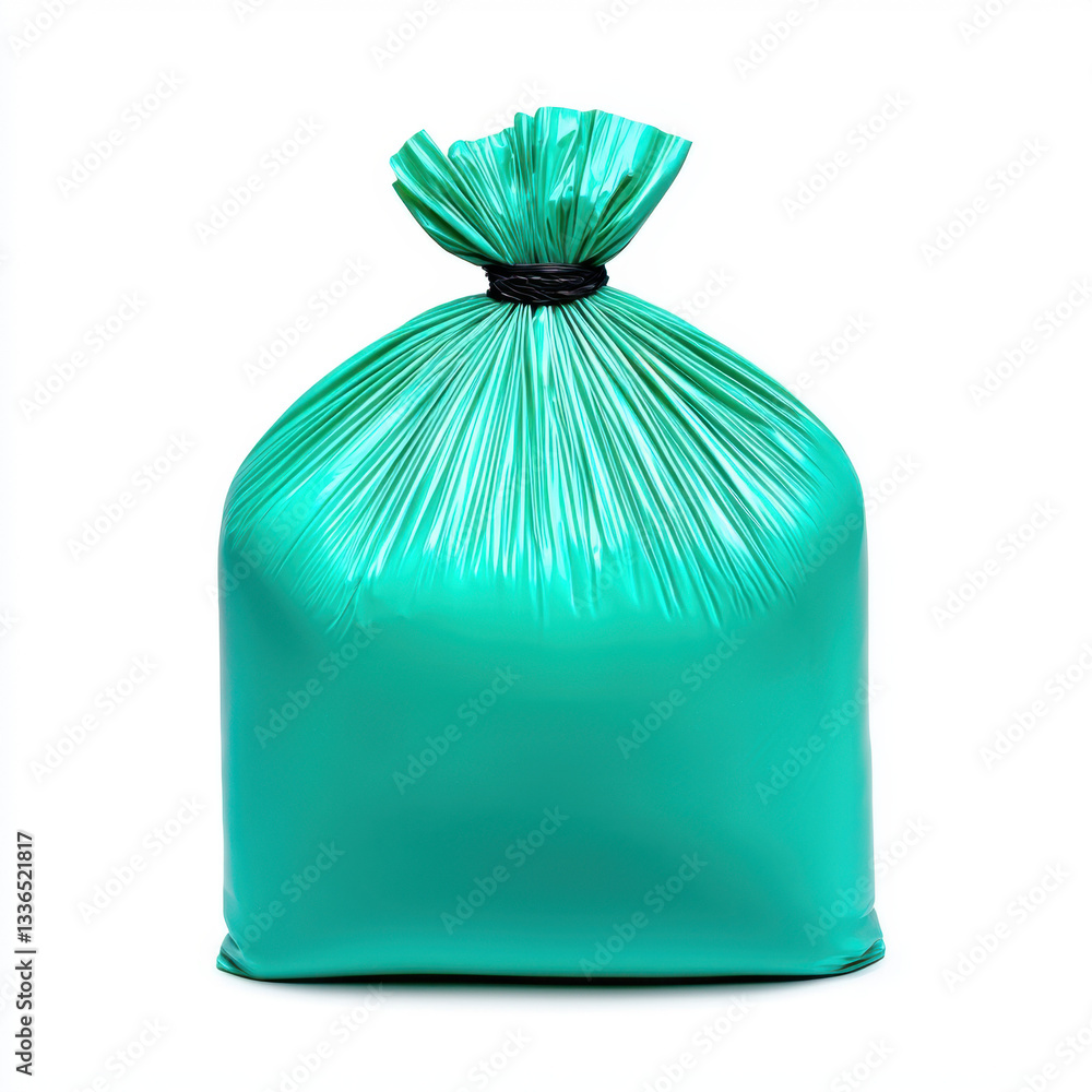 Aufkleber environmentally friendly green trash bag designed for waste disposal and recycling purposes showcasi