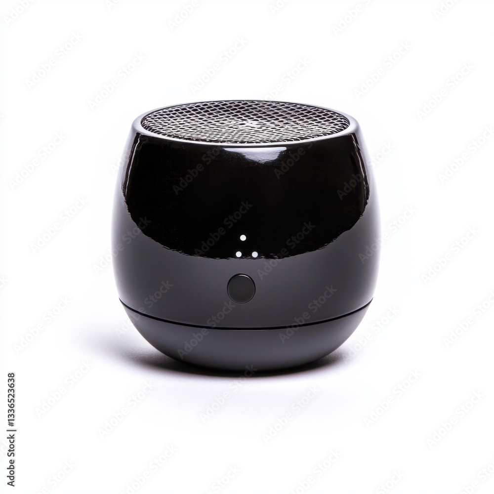 Poster stylish black bluetooth speaker displayed on a white background showcasing modern design and versati