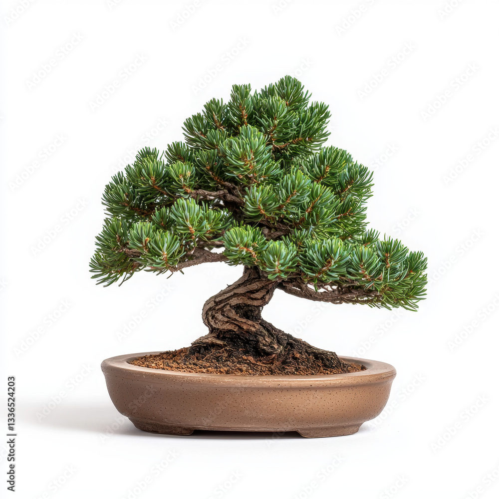 Poster artistic representation of a bonsai pine tree with intricate details and natural beauty captured in 