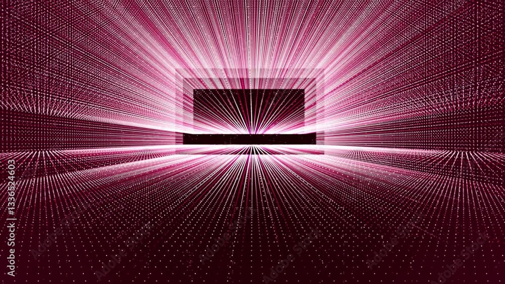 Aufkleber magenta red color rotating circular dots with 3d depth rectangular tunnel modern design dark technol