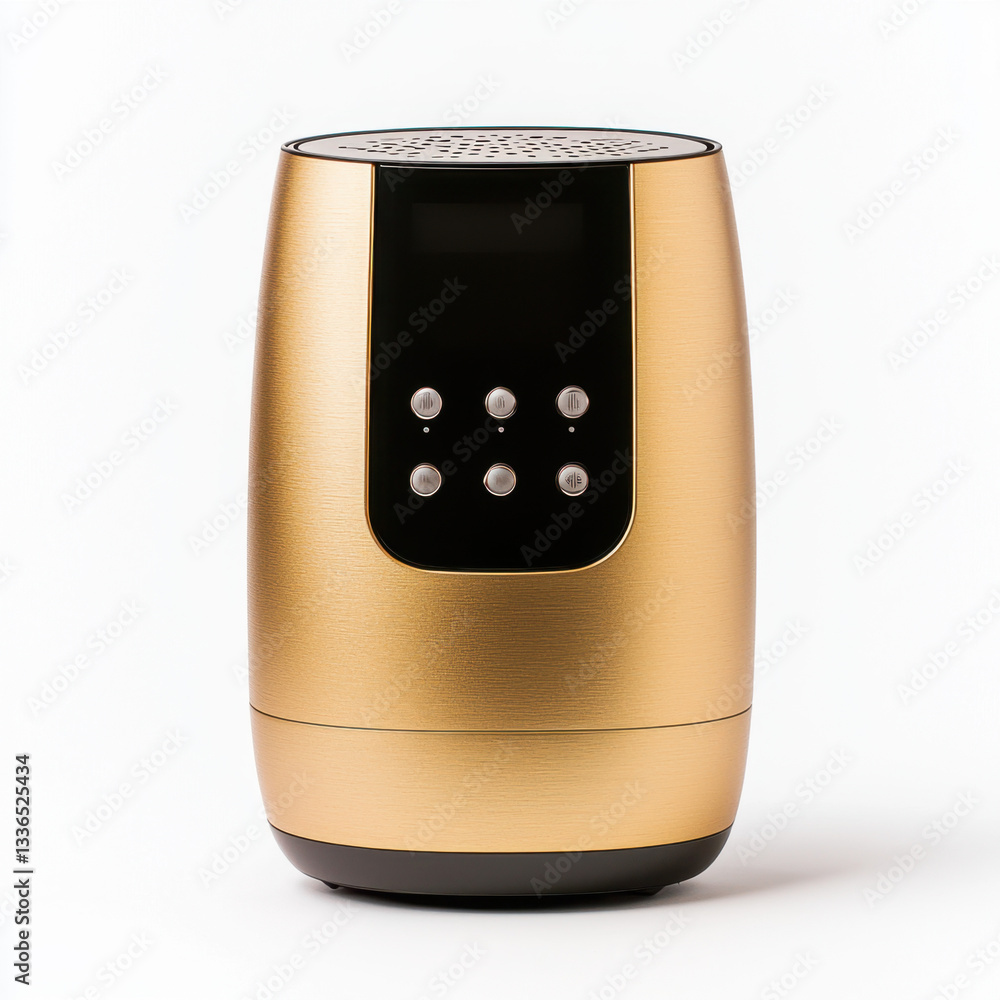 Poster elegant gold colored speaker on display with ample copy space for creative text and design elements 