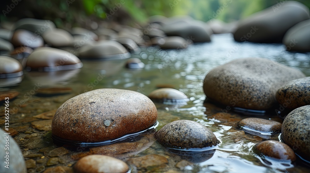 Poster a river with a large rock in the middle