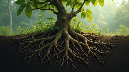 A tree with its roots exposed