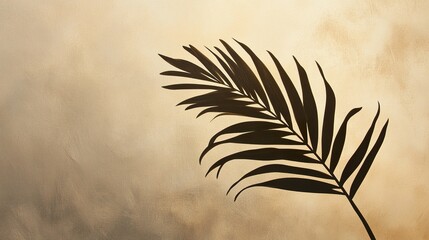Palm Leaf Silhouette Against Smoky Sunset