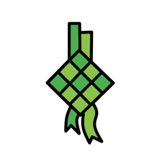 Ketupat Icon - Line Icon - Editable Vector : Suitable for Islamic Theme and Other Graphic Related Assets.