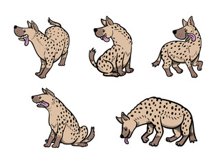 hand drawn Hyena cute cartoon character illustration.