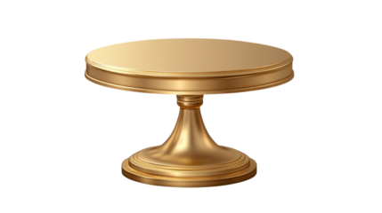 a single tier gold pedestal stand isolated on white background