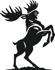 vector illustration of a moose rearing up on hind legs with aggressive stance