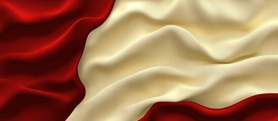 Flowing textured fabric composed of red and cream colors