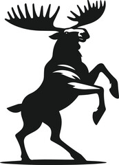 moose rearing up on hind legs with aggressive stance silhouette vector