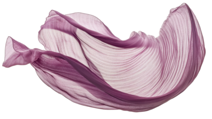 A purple scarf is shown in the air