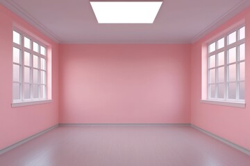 Obraz premium Pink space lit by an overhead light, simple and elegant, 3D modeled.