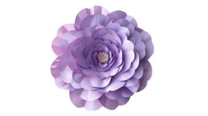 Large purple paper flower decoration on transparent background