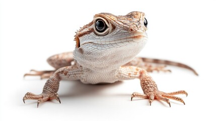 Fototapeta premium Close-up of a young bearded dragon lizard on white background.