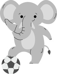 Fototapeta premium cartoon elephant play football animal activity in the school classroom
