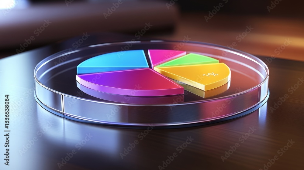 Poster business analytics dashboard with a d pie chart a professional workspace featuring a transparent scr