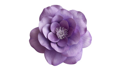 Blooming purple paper flower with transparent background
