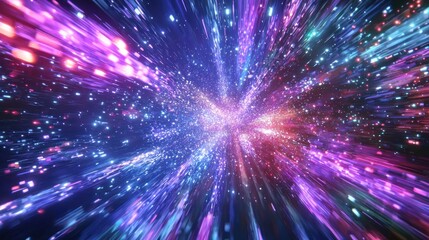 Obraz premium Abstract cosmic light streaks converging.
