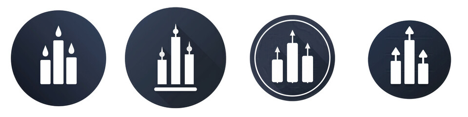 Obraz premium Three Candlestick Chart Icons isolated on white or transparent png
