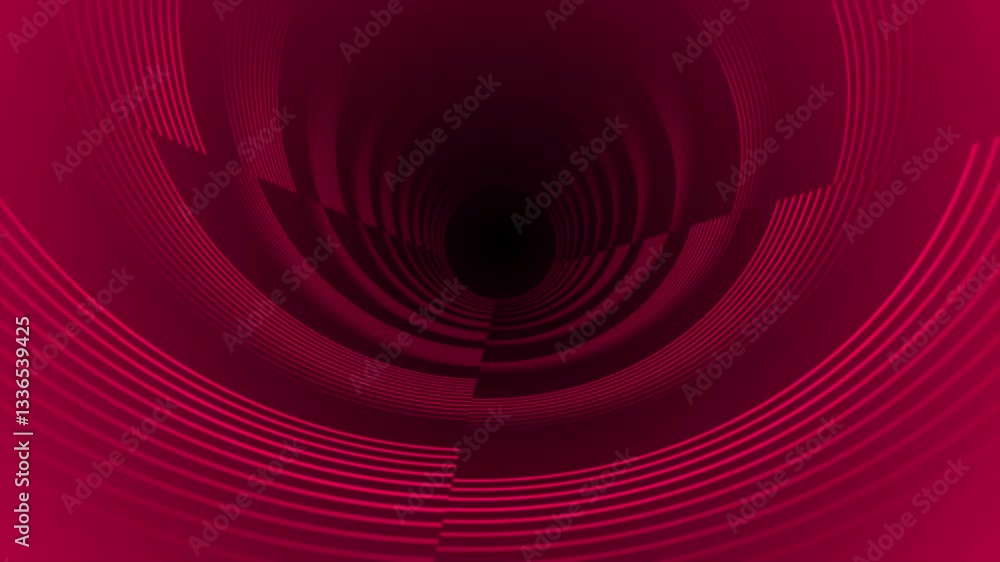 Aufkleber magenta red color rotating multiple parallel lines 3d depth tunnel modern design dark loop able tech