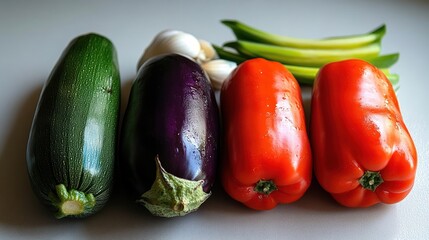 Fresh vegetables arranged in a row