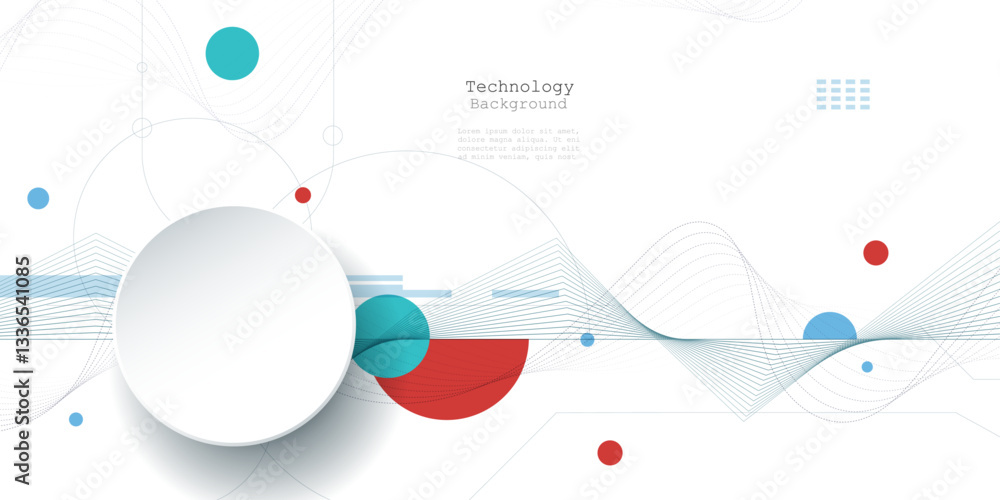 Leinwandbilder vector illustration abstract modern technology design. white circle, geometric shape, wave wireframe