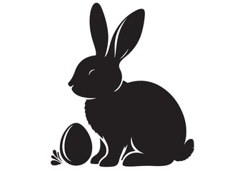 vector rabbit black silhouette icon design illustration, bunny black silhouette vector logo, easter bunny logo icon silhouette, easter rabbit silhouette vector isolated on white background.	
