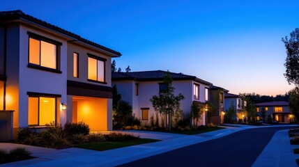 Fototapeta premium Suburban homes at twilight