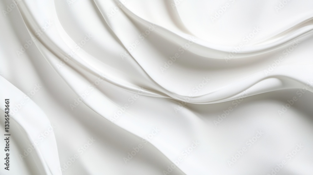 Poster close-up of flowing white fabric, showing smooth curves and elegant folds.