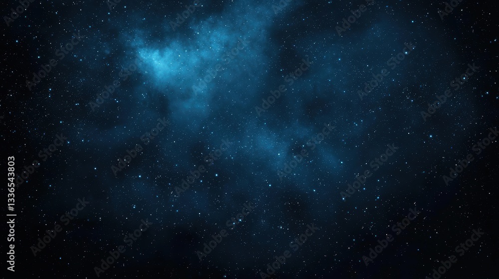 Poster mysterious dark nebula absorbing light in deep space with starry background