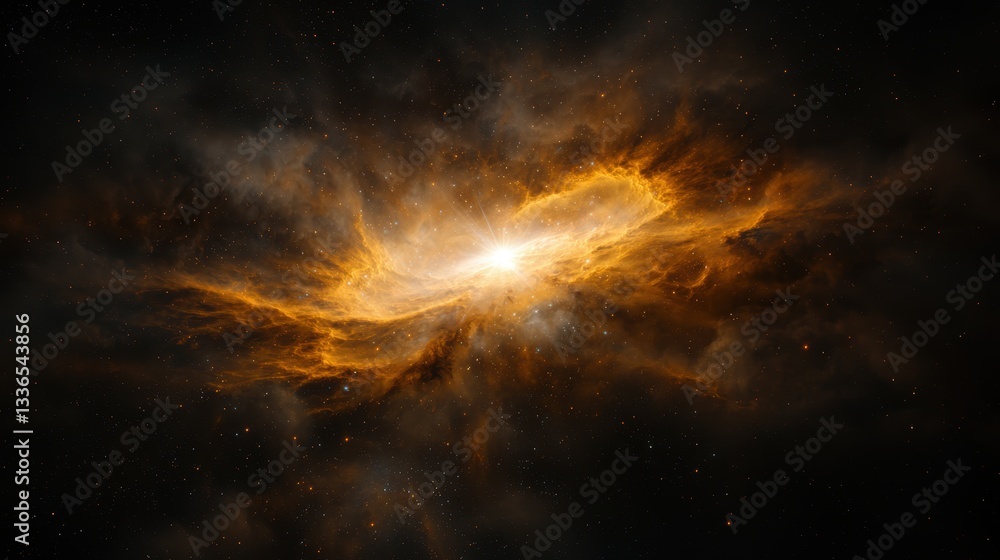 Poster Stunning View of a Protoplanetary Disk Within a Nebula in Deep Space Formation