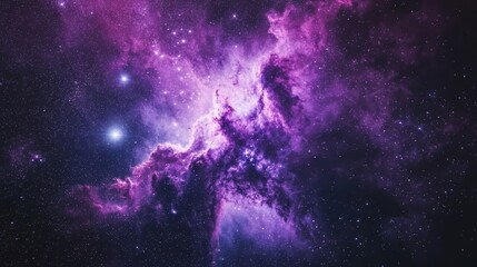 Fototapeta premium Luminous Emission Nebula with Hot Young Stars in a Vibrant Cosmic Scene