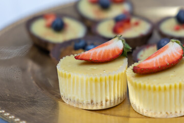 Confectionery dessert decorated with strawberry