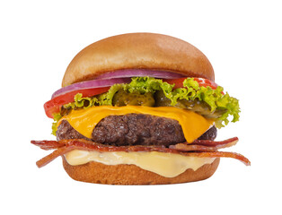 fresh tasty burger isolated on transparent background
