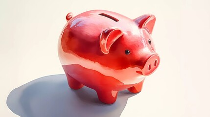 Stylized piggy bank with cash, illustrating personal finance, economic strategy, and budgeting ideas, ideal for business finance concepts, digital book illustration