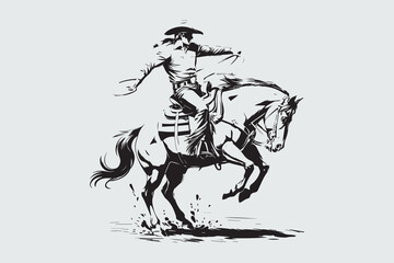 Fototapeta premium Cowboy in Action Riding Into the Wild vector