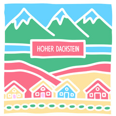 Dachstein poster, sticker, t-shirt, souvenir print design