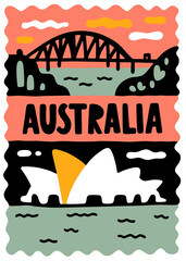 Australia minimalist poster, card, t-shirt, souvenir print design