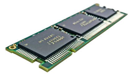 Ram memory module closeup with transparent background