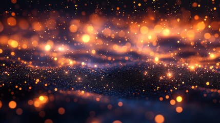 Fototapeta premium Glowing particles forming abstract waves.