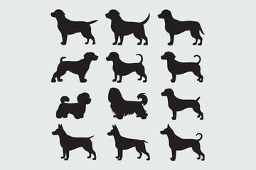 Dog Breeds Silhouettes Collection vector