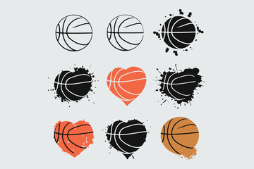 Basketball Love Heart and Ball Collection vector
