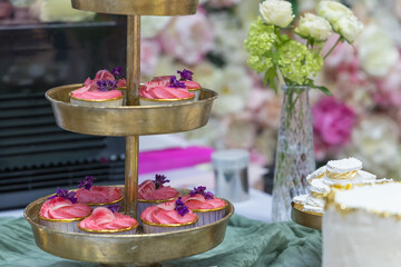 Wedding sweets prepared for the celebration. Confectionery products for sale