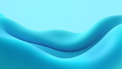 Abstract 3D blue wave background with smooth curves