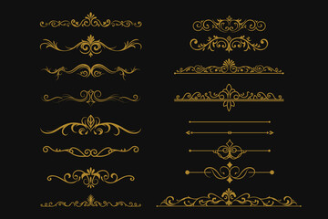 Elegant Ornate Golden Designs Against a Black Background