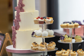 Wedding sweets prepared for the celebration. Confectionery products for sale