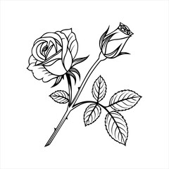 rose line art with rose icon